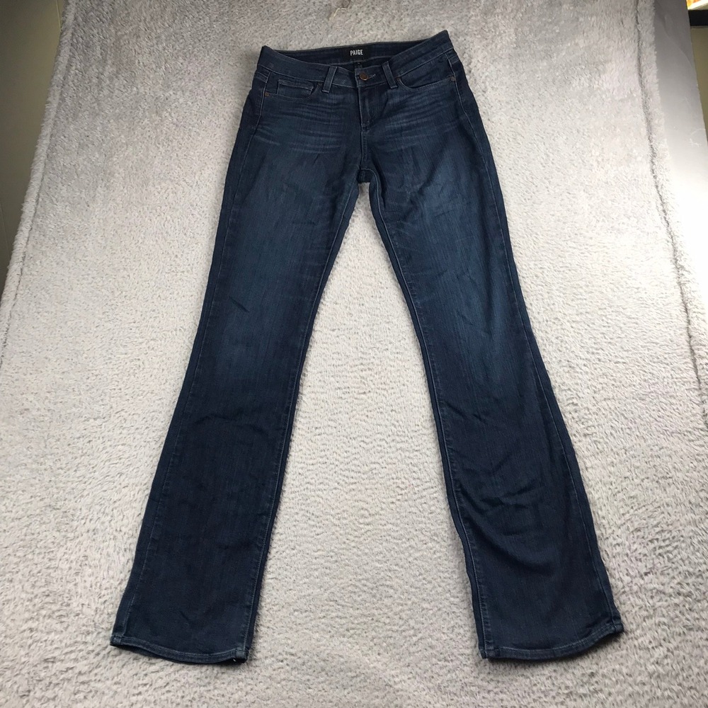 Paige Manhattan Jeans Women 26 (30x33) Dark Blue Slim Bootcut Stretch Denim